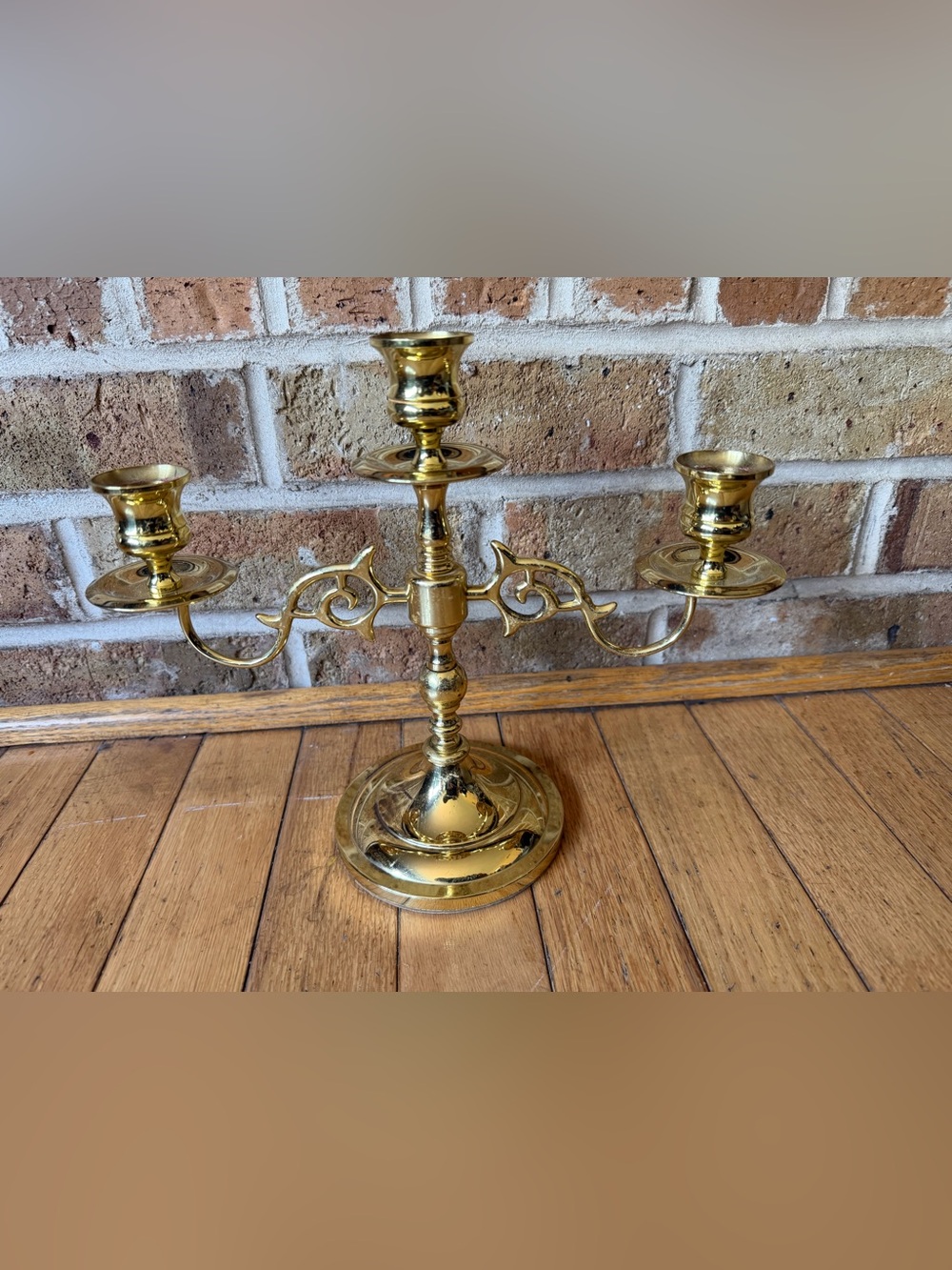 GORGEOUS VINTAGE BALDWIN SOLID BRASS CANDLEABRA FOR 3 CANDLES